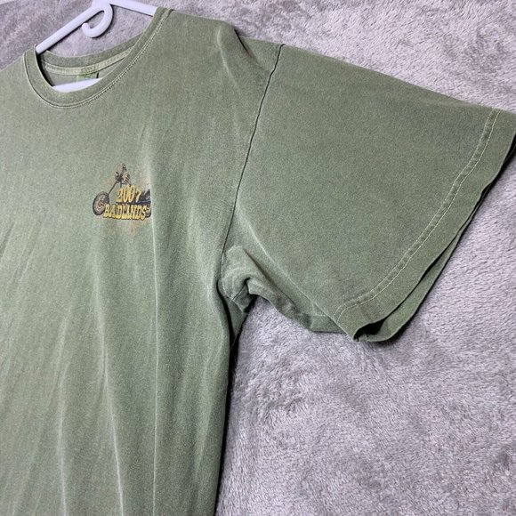 Sturgis T Shirt Mens XL Green Biker Motorcycle Fest Y2K Retro Rock Wings Chopper - Picture 7 of 10